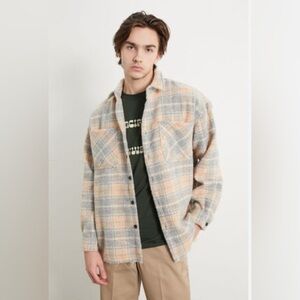 PacSun Gray‎ Wooly Plaid Shacket men’s size S